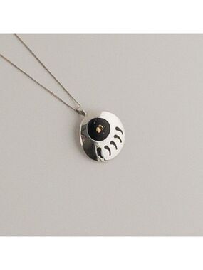 Native American Sterling Silver 18K Gold Bear Paw Claw Pendant Necklace